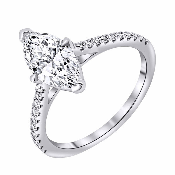 Lab grown platinum 1.51ct D VVS2 IGI marquise cut diamond ring