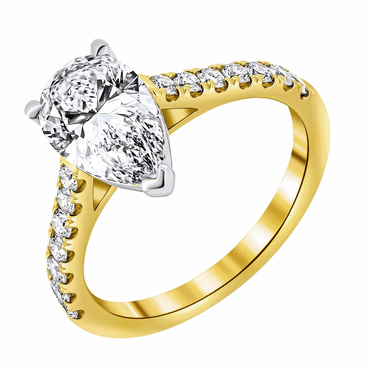 LG 18ct yellow gold 2.03ct D VVS2 IGI pear cut diamond ring