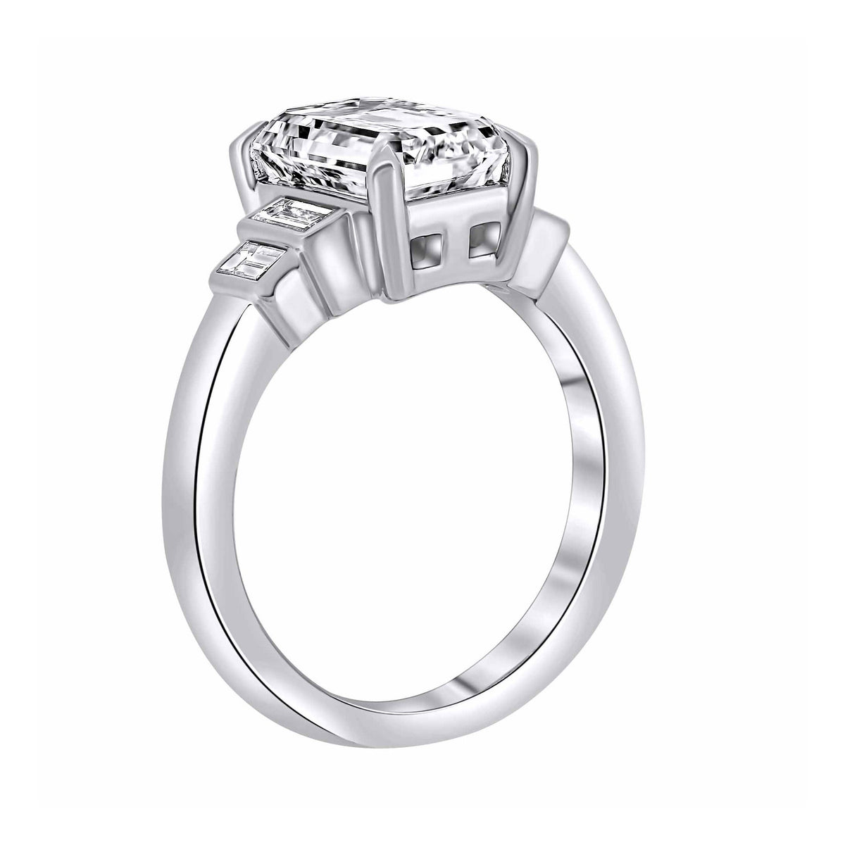 Lab grown platinum 3.02ct D VVS2 IGI emerald cut diamond ring
