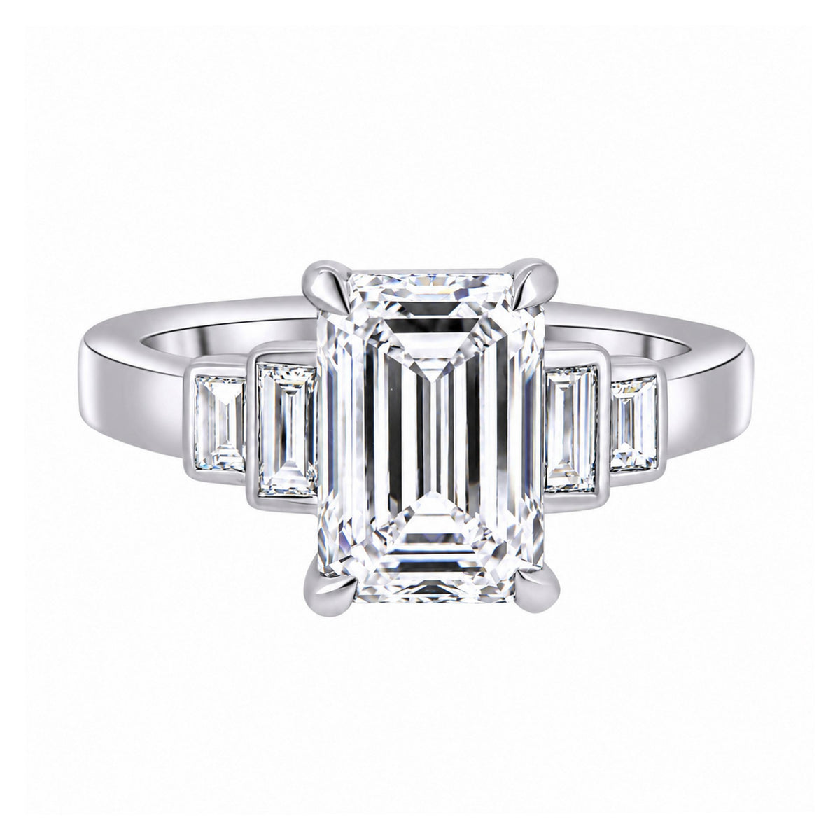 Lab grown platinum 3.02ct D VVS2 IGI emerald cut diamond ring