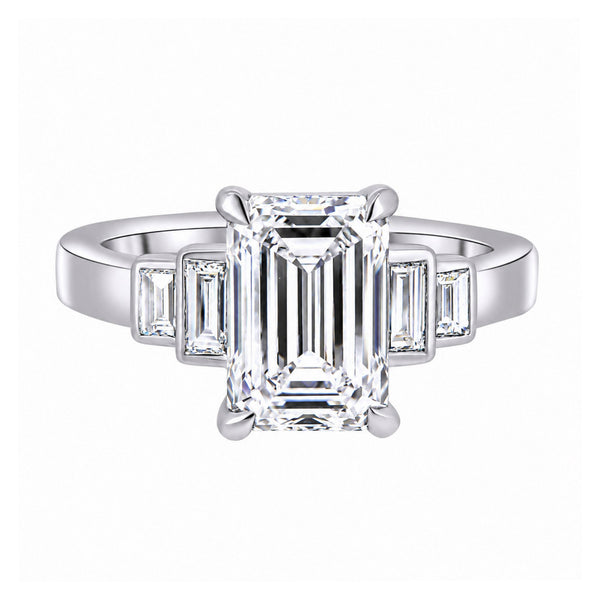 Lab grown platinum 3.02ct D VVS2 IGI emerald cut diamond ring