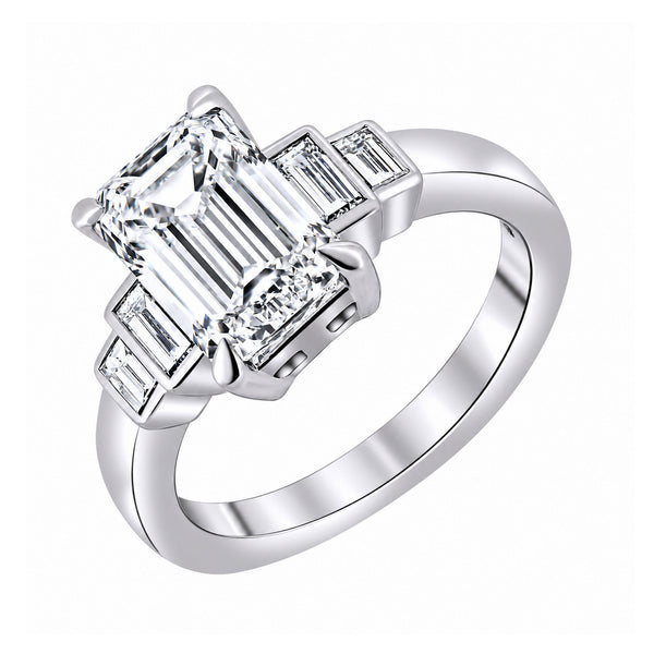 Lab grown platinum 3.02ct D VVS2 IGI emerald cut diamond ring