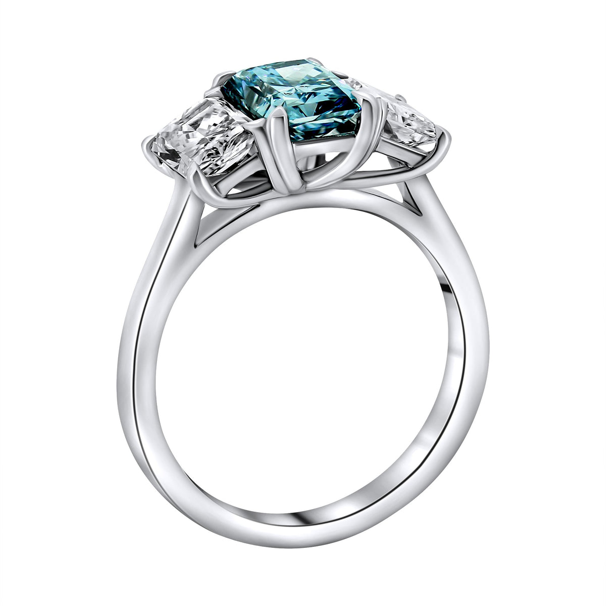 Lab grown platinum 1.55ct fancy blue & 1.54ct diamond ring