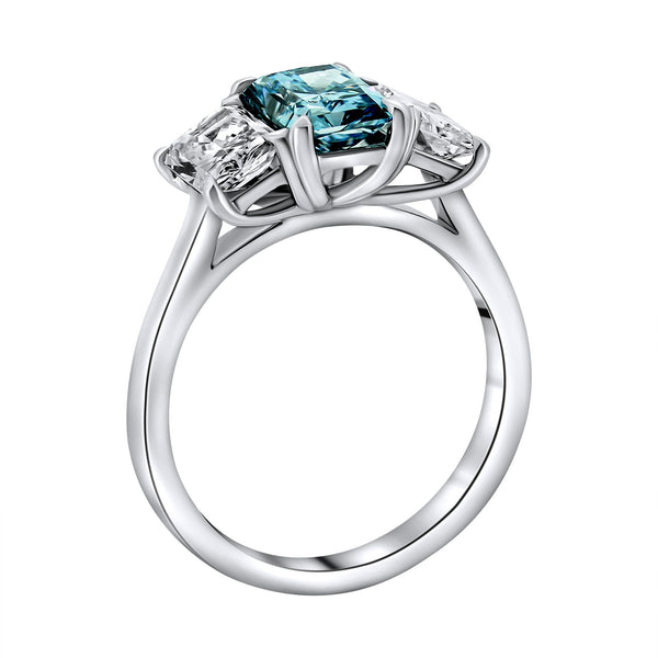Lab grown platinum 1.55ct fancy blue & 1.54ct diamond ring