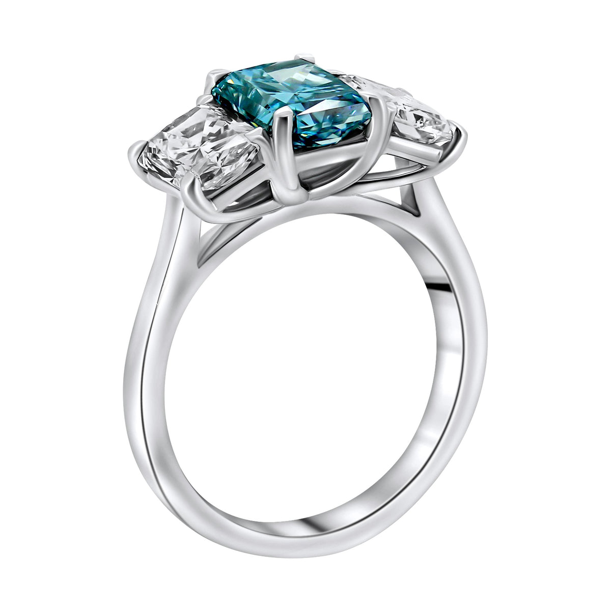 Lab grown platinum 2.00ct fancy blue & 2.02ct diamond ring