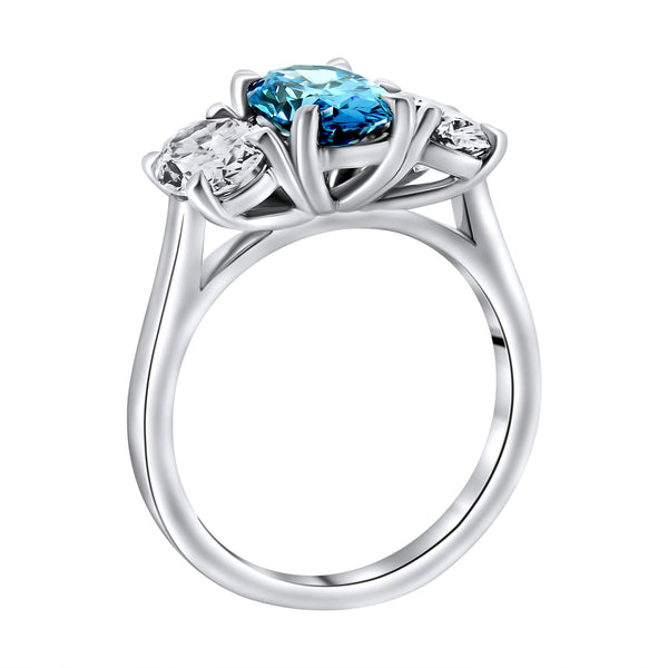 Lab grown platinum 1.50ct fancy blue & 1.57ct diamond ring