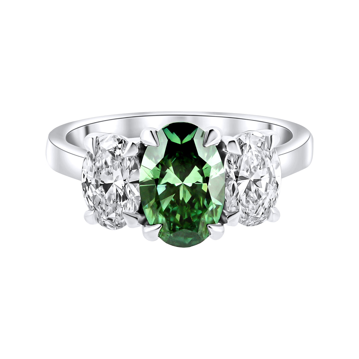 Lab Grown Platinum 1.55ct Fancy Green & 1.55ct Diamond Ring