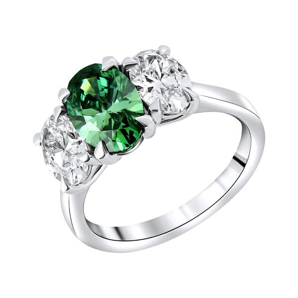 Lab Grown Platinum 1.55ct Fancy Green & 1.55ct Diamond Ring