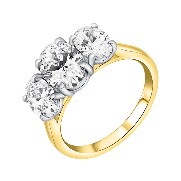 Lg 18ct Yellow Gold 3.06ct D Vvs2 Igi Oval Diamond 3 Stone Ring