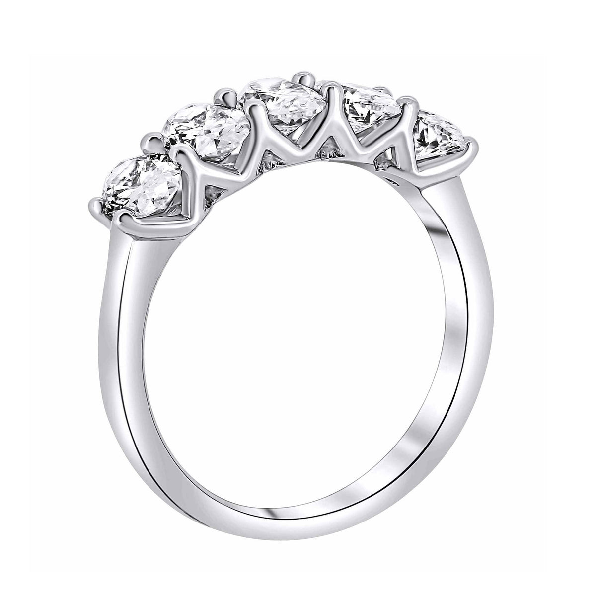 Lab grown platinum 1.34ct D VVS2 IGI oval diamond 5 stone ring