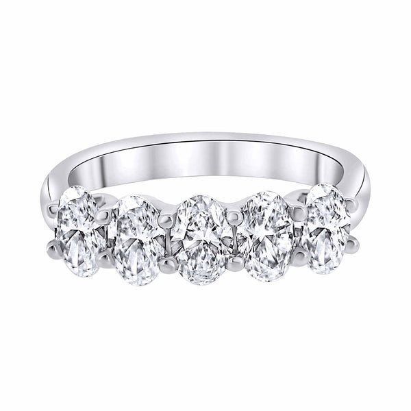 Lab grown platinum 1.73ct D VVS2 IGI oval diamond 5 stone ring