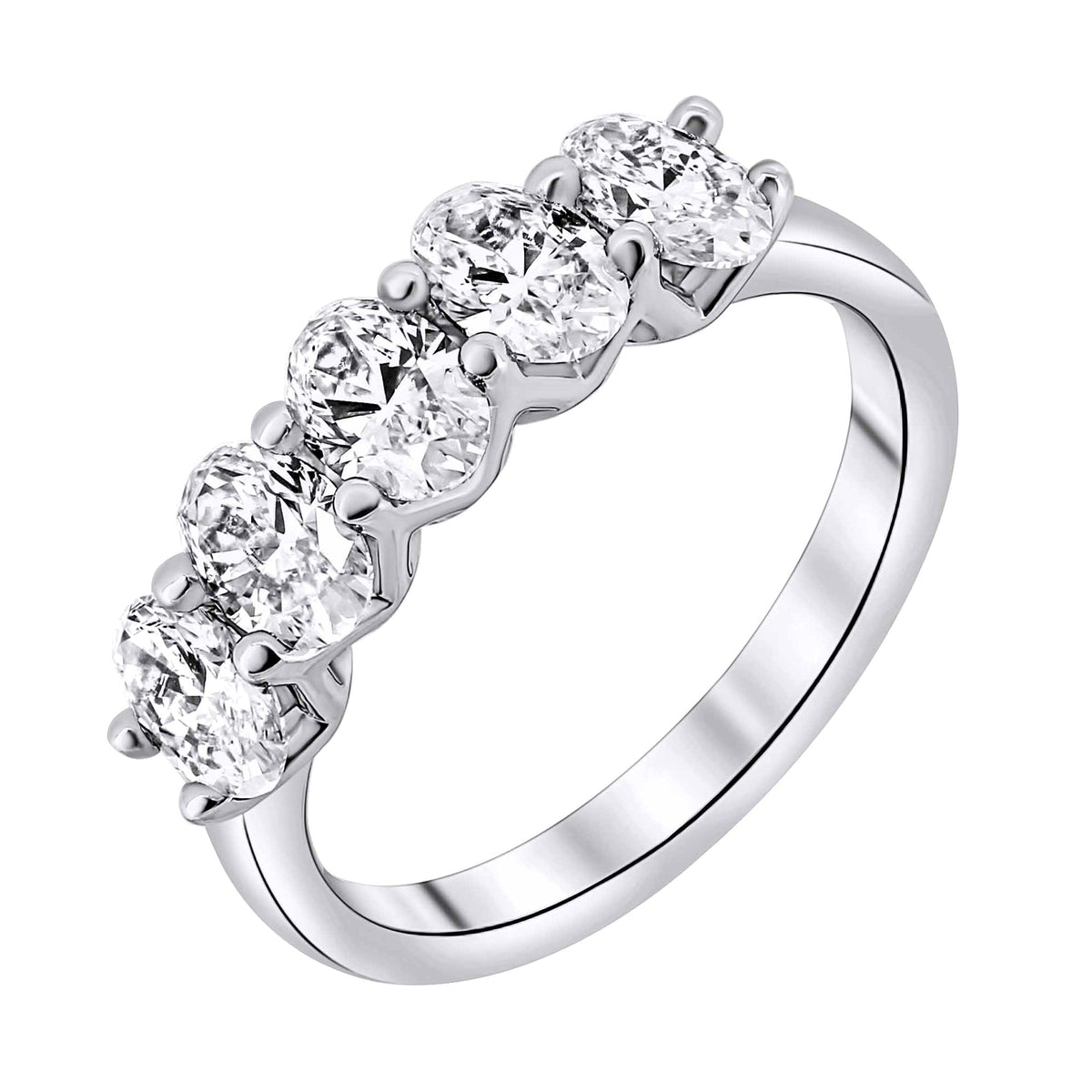 Lab grown platinum 1.73ct D VVS2 IGI oval diamond 5 stone ring