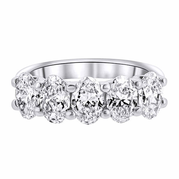Lab grown platinum 2.40ct D VVS2 IGI oval diamond 5 stone ring