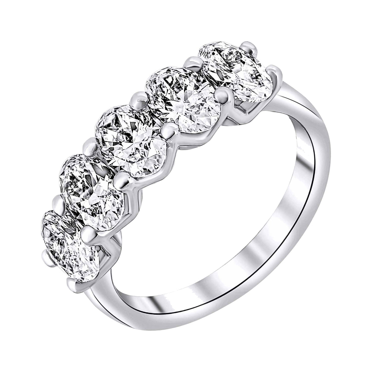 Lab grown platinum 2.40ct D VVS2 IGI oval diamond 5 stone ring
