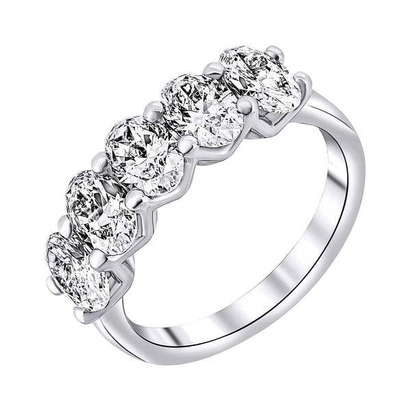 Lab grown platinum 2.40ct D VVS2 IGI oval diamond 5 stone ring