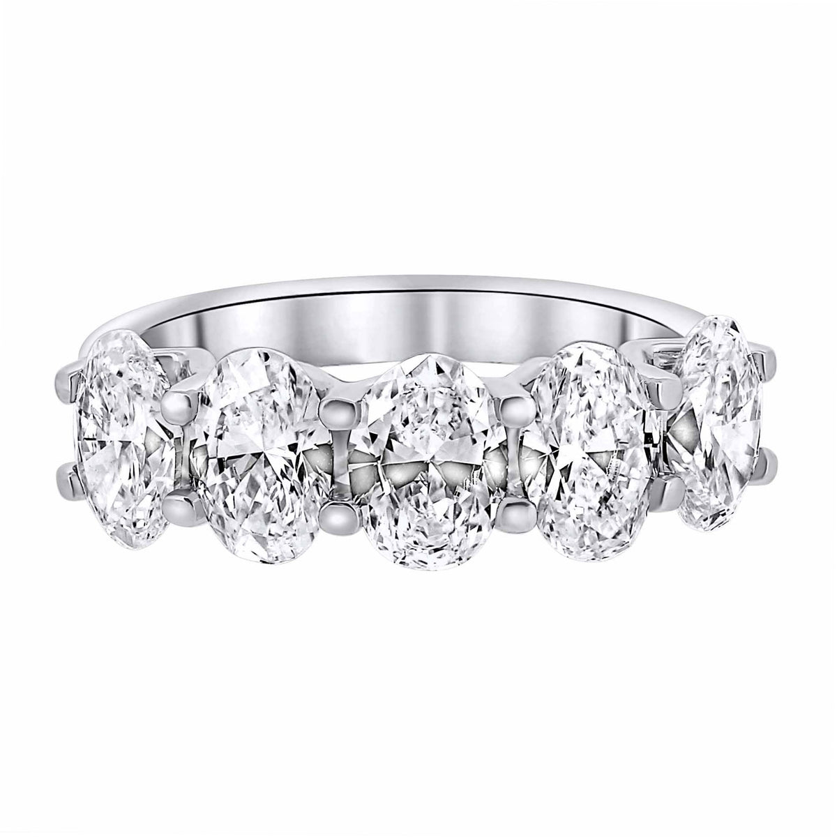 Lab grown platinum 3.07ct D VVS2 IGI oval diamond 5 stone ring
