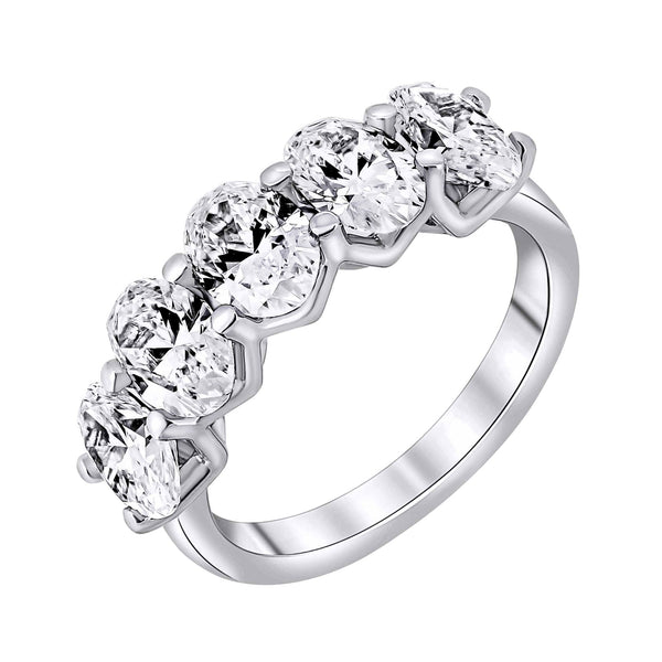 Lab grown platinum 3.07ct D VVS2 IGI oval diamond 5 stone ring