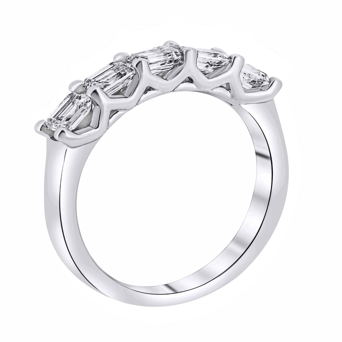 Lab grown platinum 1.05ct D VVS2 emerald diamond 5 stone ring