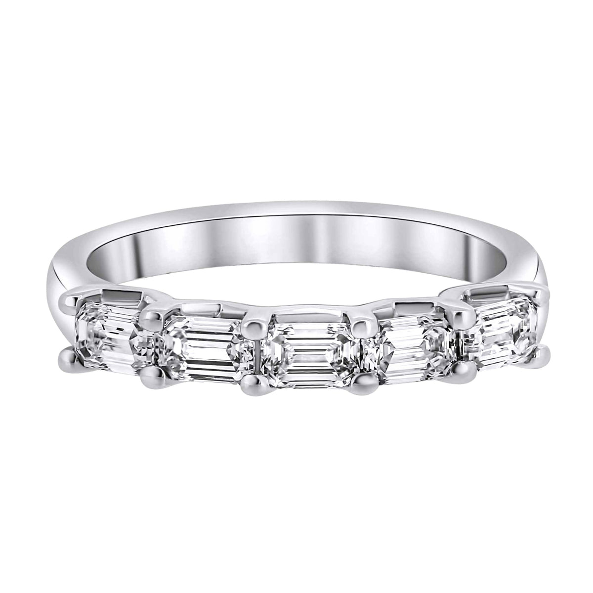 Lab grown platinum 1.05ct D VVS2 emerald diamond 5 stone ring
