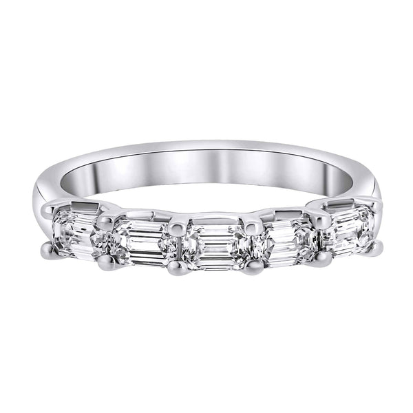 Lab grown platinum 1.05ct D VVS2 emerald diamond 5 stone ring