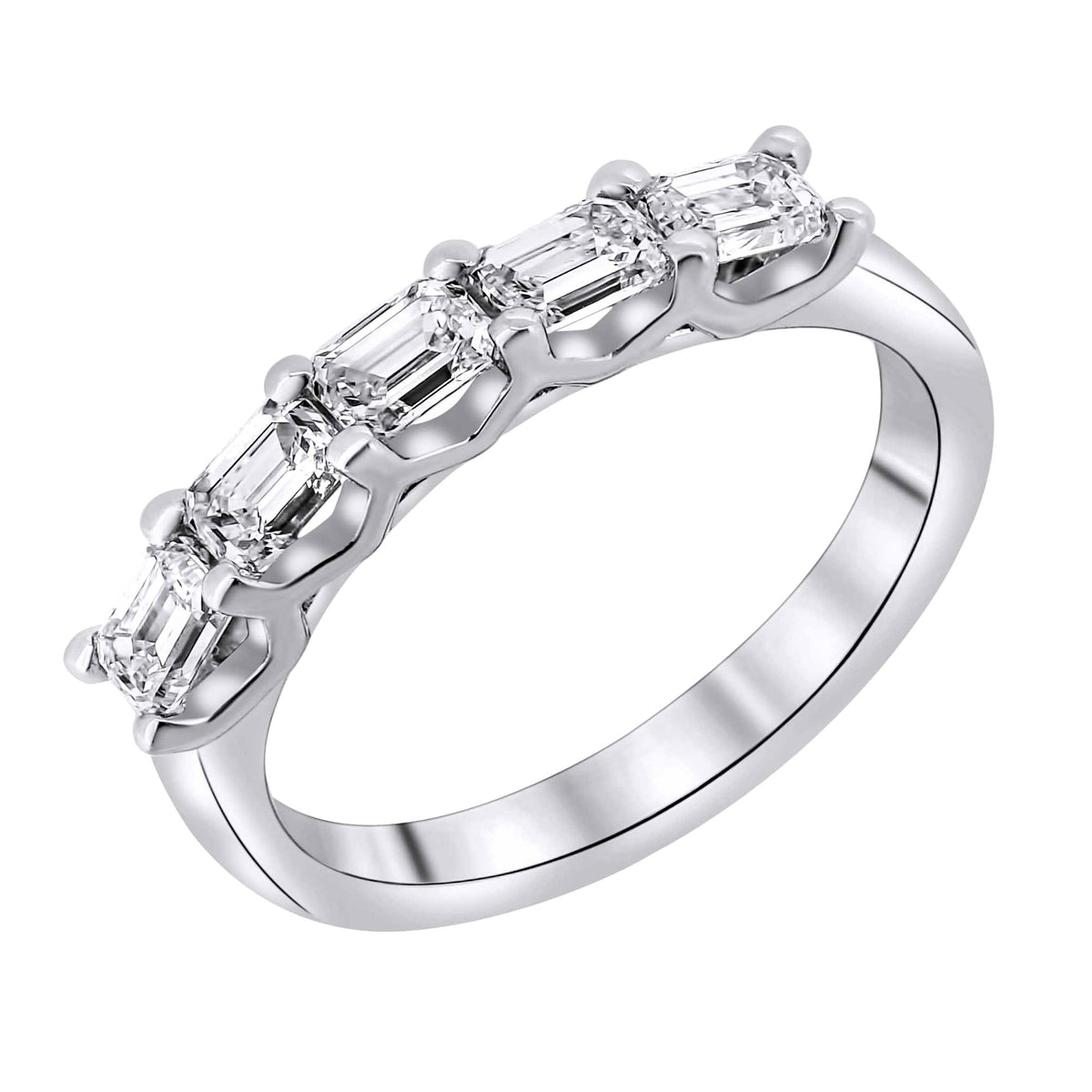 Lab grown platinum 1.05ct D VVS2 emerald diamond 5 stone ring