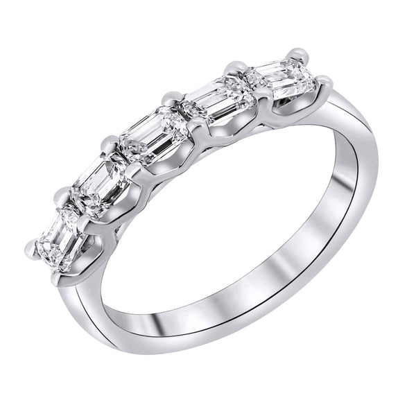Lab grown platinum 1.05ct D VVS2 emerald diamond 5 stone ring