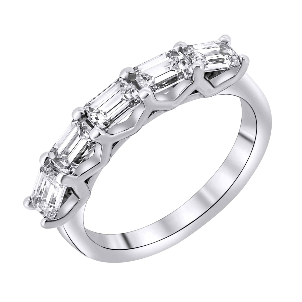 Lab grown platinum 1.56ct D VVS2 emerald diamond 5 stone ring