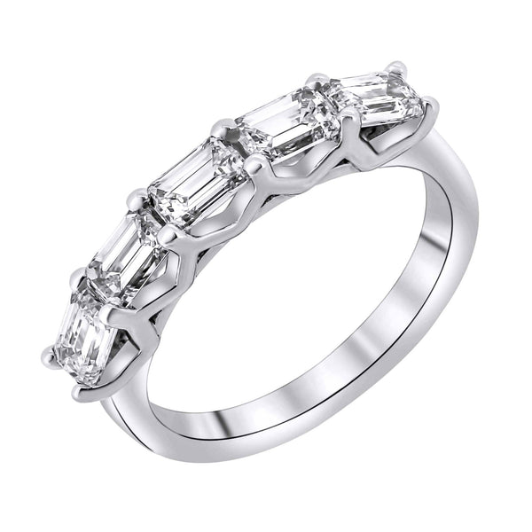 Lab grown platinum 1.56ct D VVS2 emerald diamond 5 stone ring