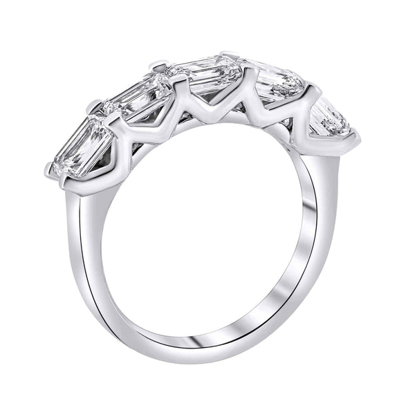 Lab grown platinum 2.13ct D VVS2 emerald diamond 5 stone ring