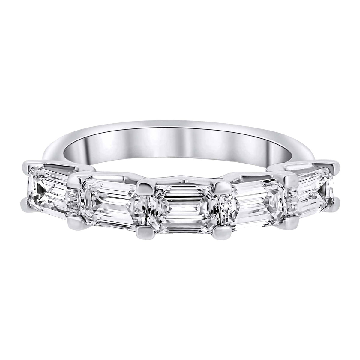 Lab grown platinum 2.13ct D VVS2 emerald diamond 5 stone ring