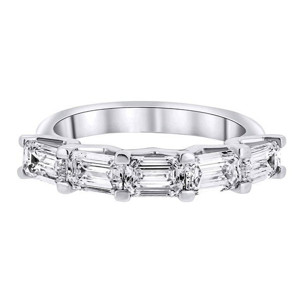 Lab grown platinum 2.13ct D VVS2 emerald diamond 5 stone ring