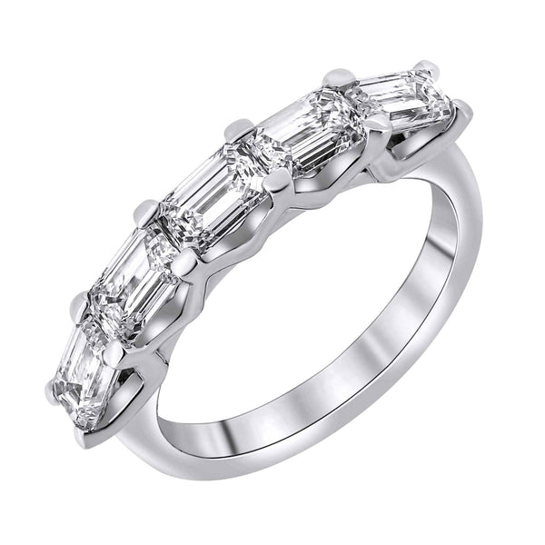 Lab grown platinum 2.13ct D VVS2 emerald diamond 5 stone ring