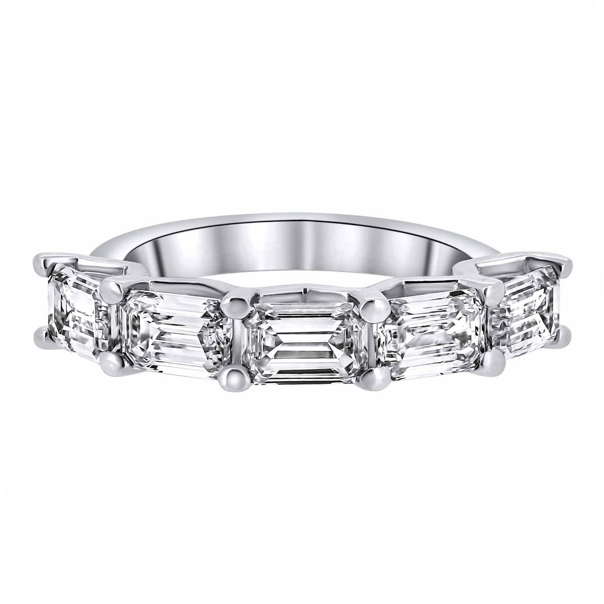 Lab grown platinum 3.17ct D VVS2 emerald diamond 5 stone ring