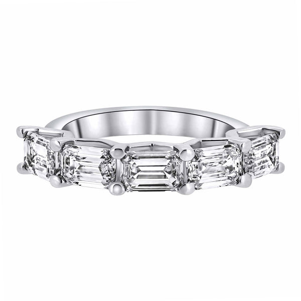 Lab grown platinum 3.17ct D VVS2 emerald diamond 5 stone ring