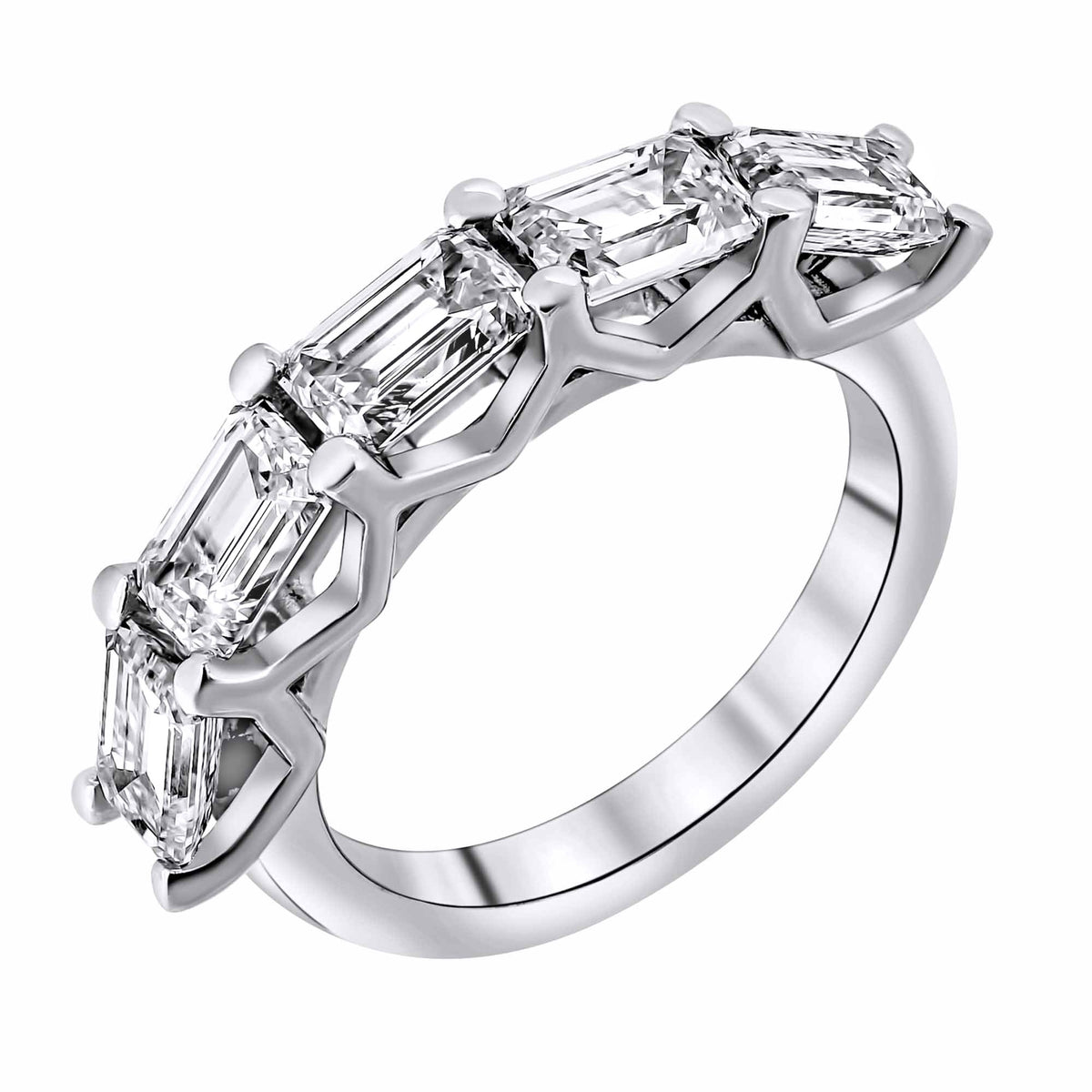 Lab grown platinum 3.17ct D VVS2 emerald diamond 5 stone ring