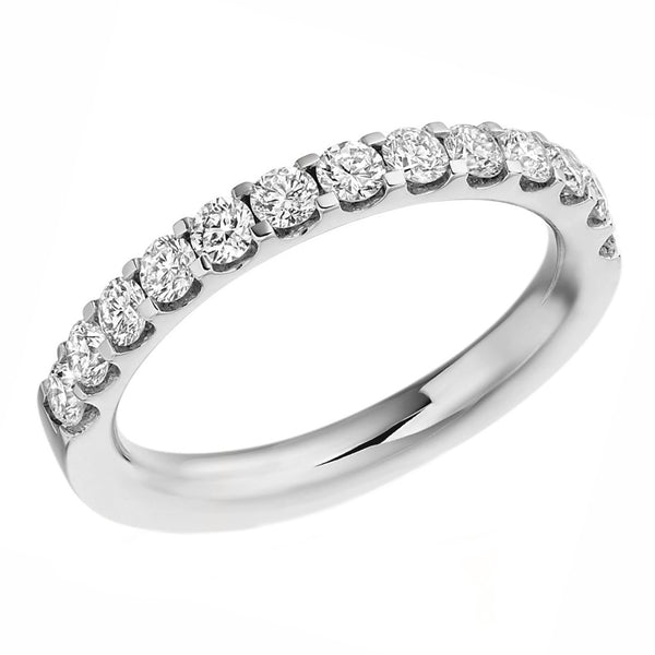 Platinum 0.75ct round brilliant cut diamond half eternity ring