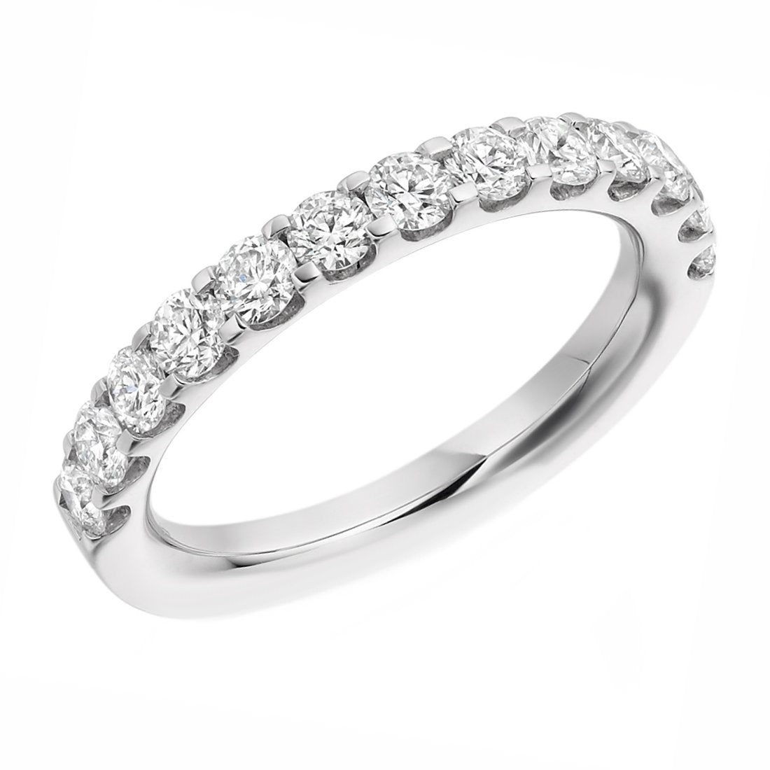 Platinum 1.00ct round brilliant cut diamond half eternity ring