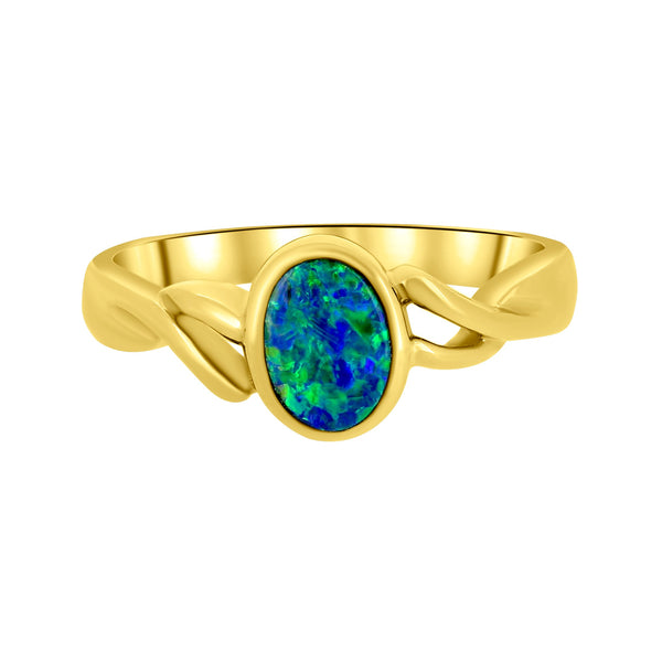 14ct yellow gold 0.42ct opal doublet ring