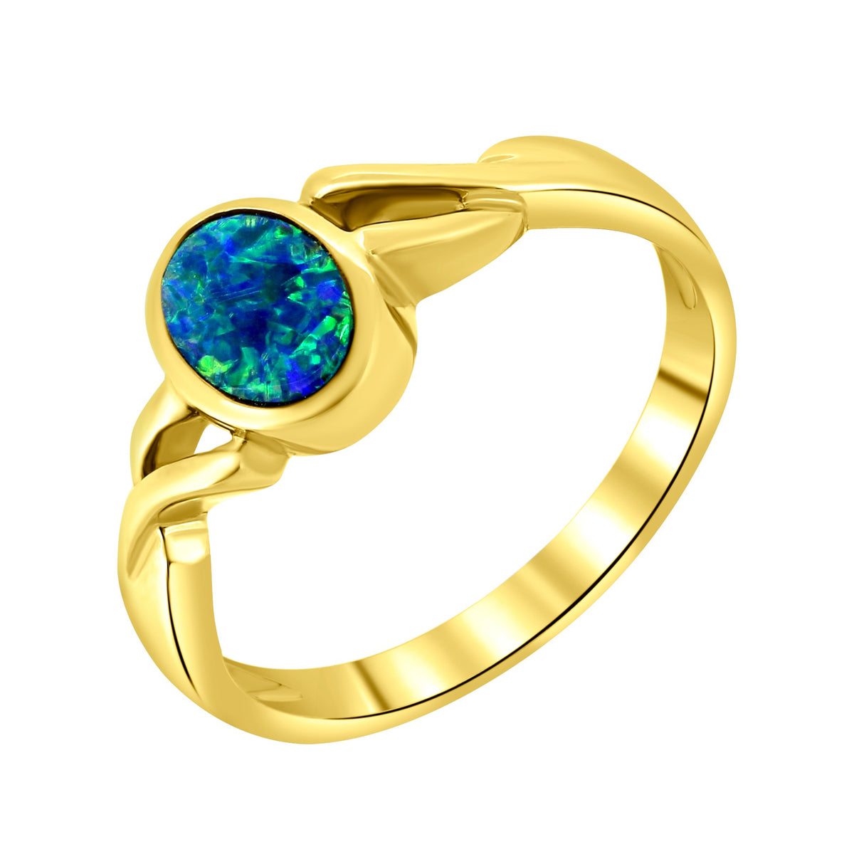 14ct yellow gold 0.42ct opal doublet ring