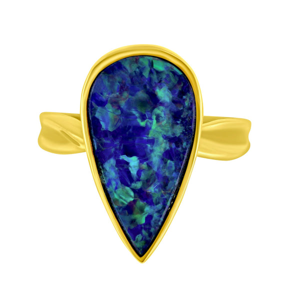14ct yellow gold 3.62ct opal doublet ring