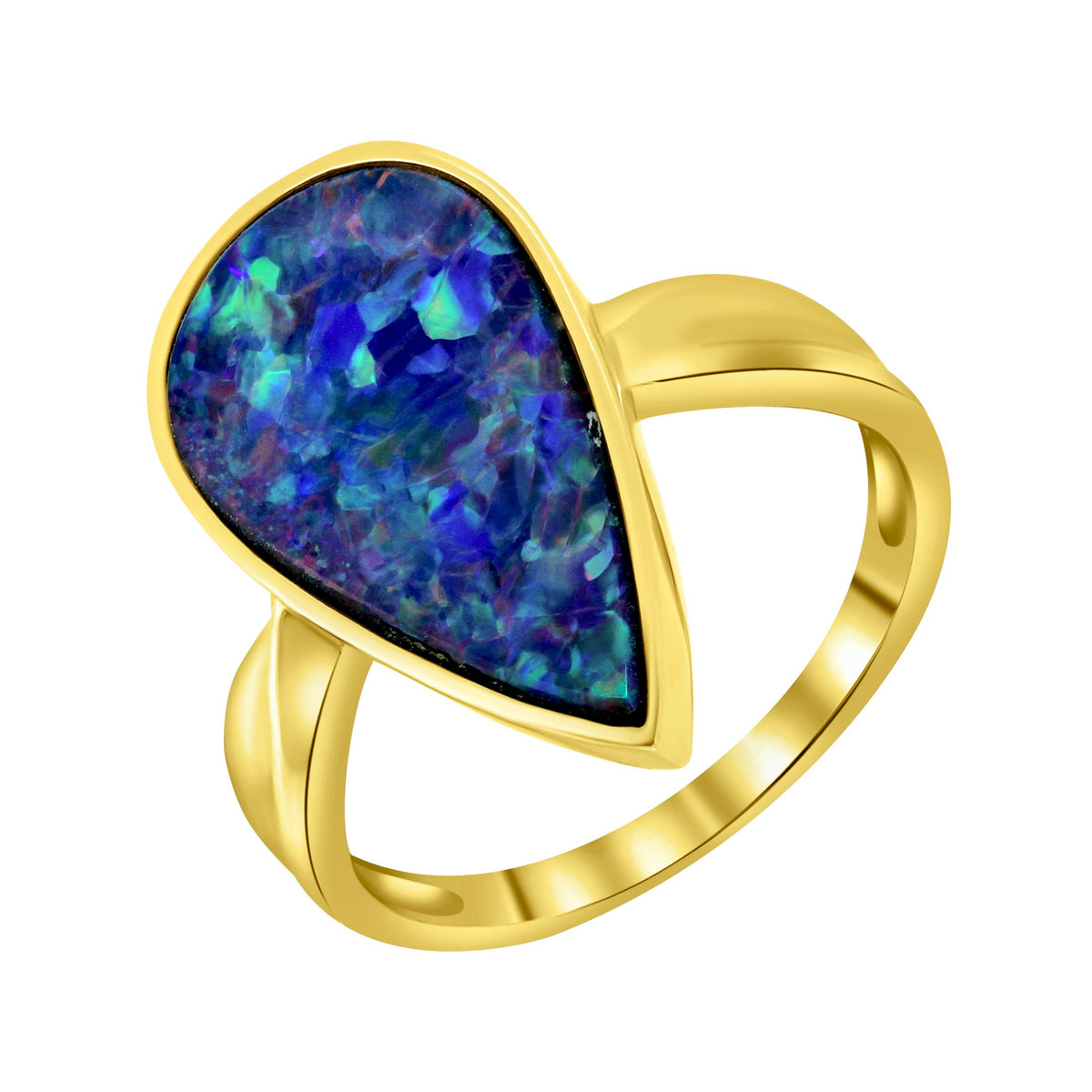 14ct yellow gold 3.62ct opal doublet ring