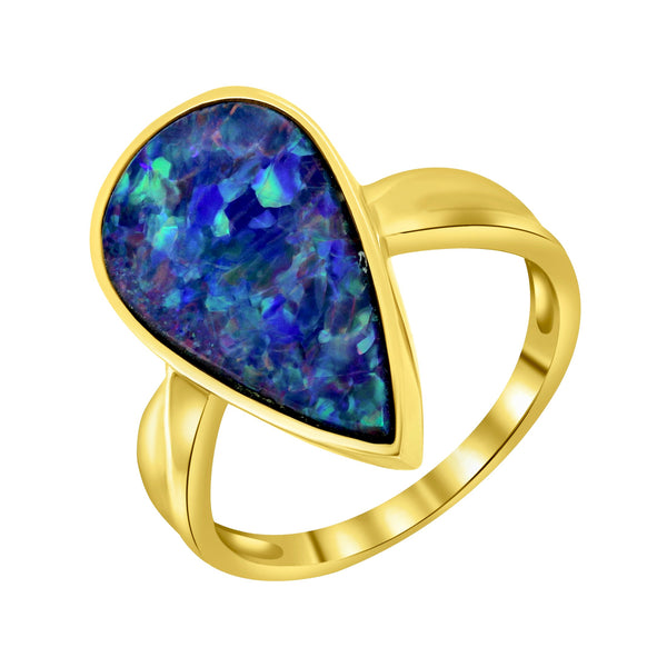 14ct yellow gold 3.62ct opal doublet ring