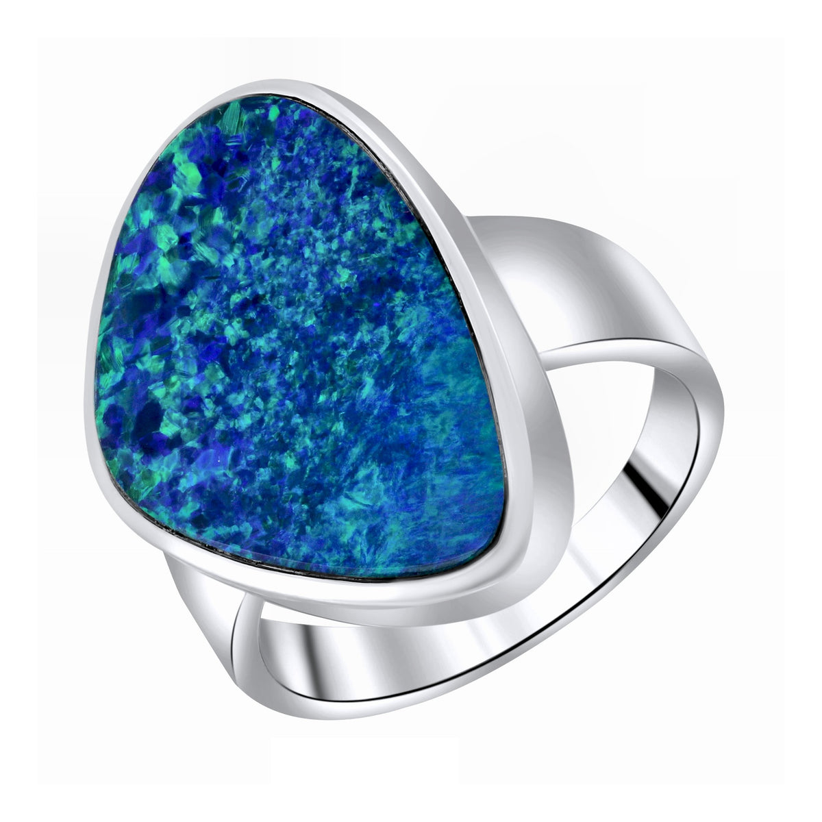 14ct white gold 7.02ct opal doublet ring