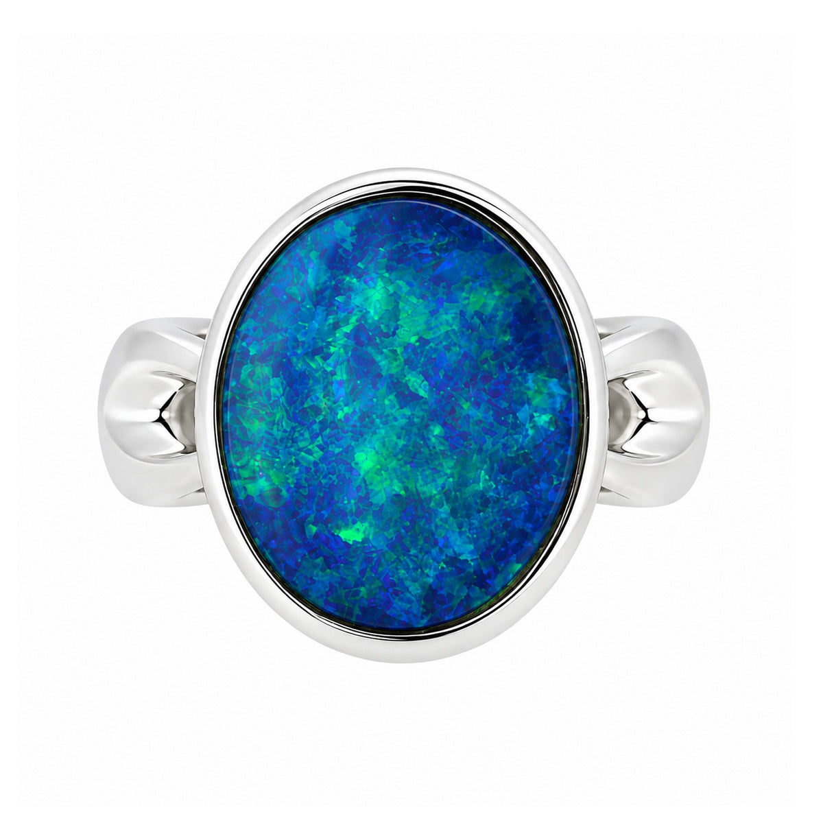 14ct white gold 6.02ct opal doublet ring
