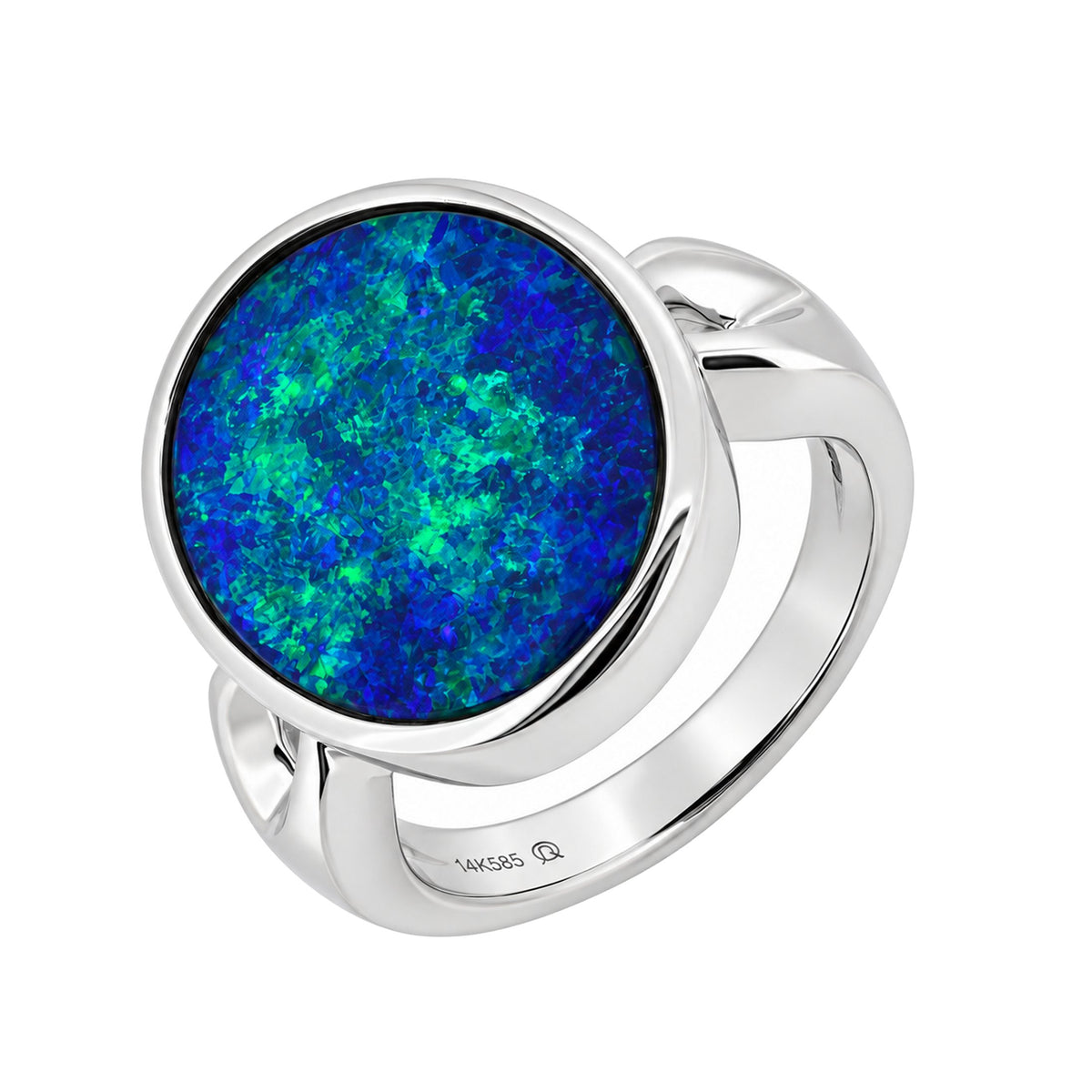 14ct white gold 6.02ct opal doublet ring