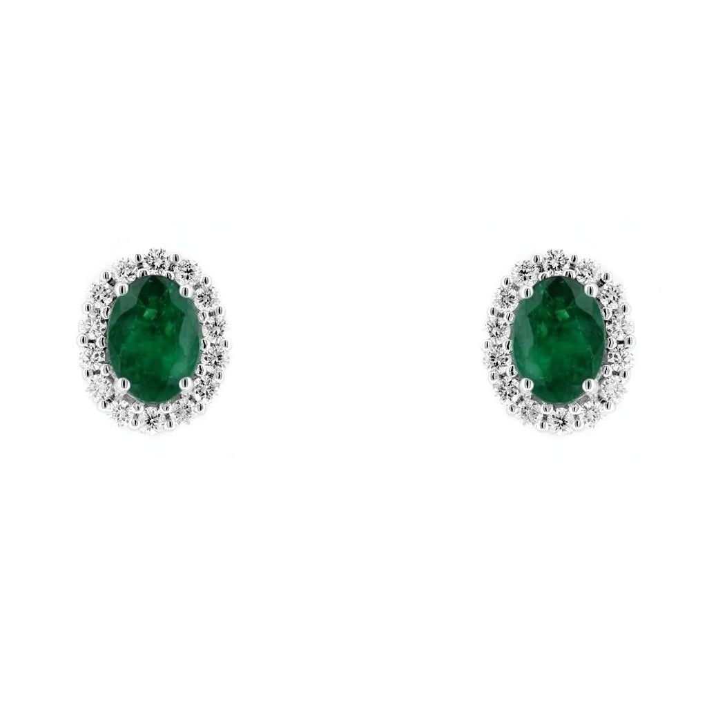 Platinum 1.62ct emerald & 0.46ct diamond stud earrings