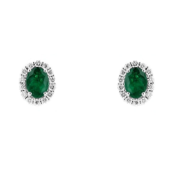 Platinum 1.62ct emerald & 0.46ct diamond stud earrings
