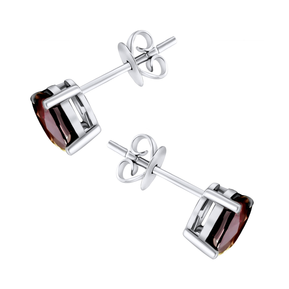 Platinum 7mm x 5mm ruby stud earrings