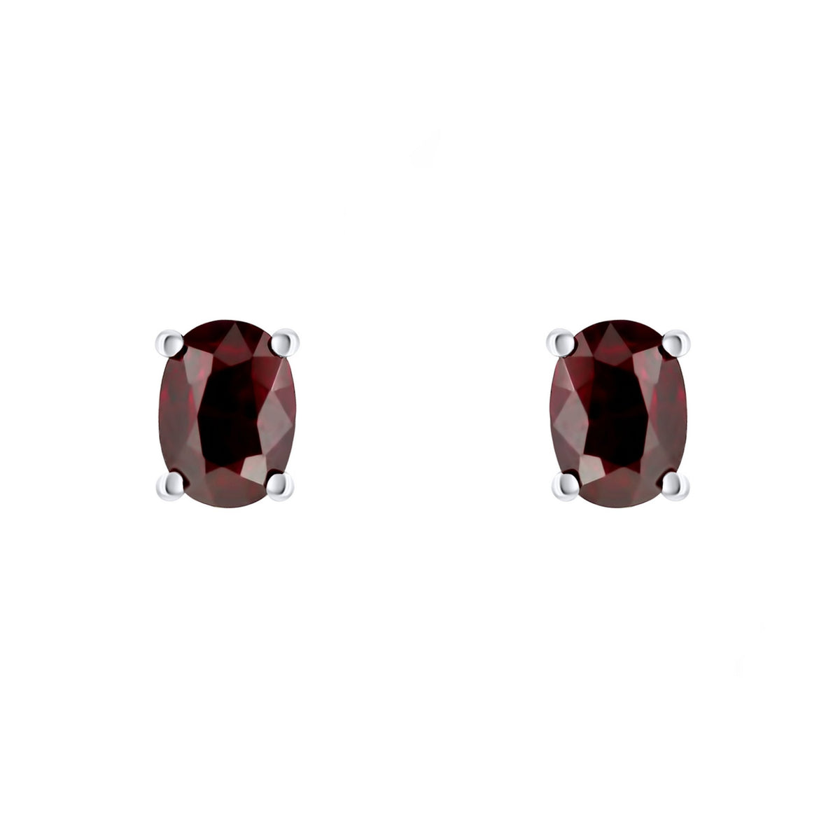 Platinum 7mm x 5mm ruby stud earrings