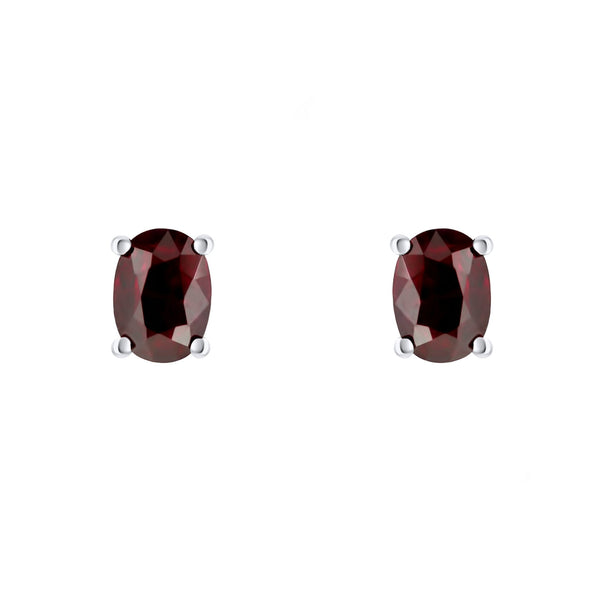 Platinum 7mm x 5mm ruby stud earrings